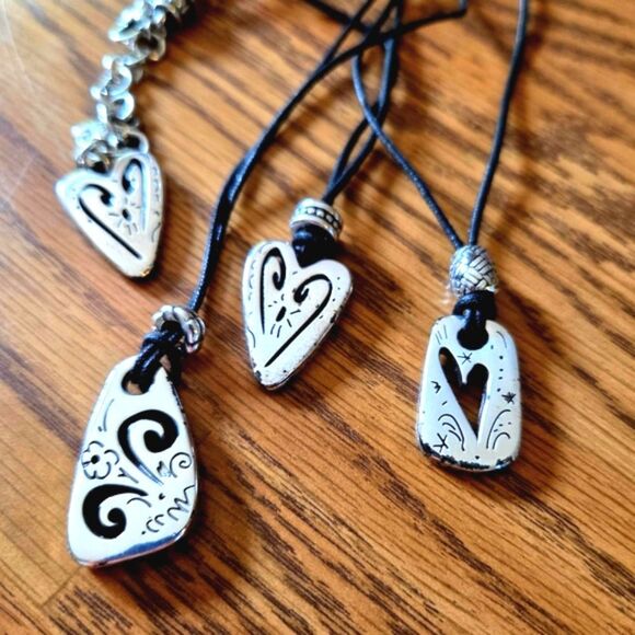BRIGHTON "Brazilian Hearts" Black, Silver Hearts Necklace STATEMENT MAKING! - Picture 3 of 11